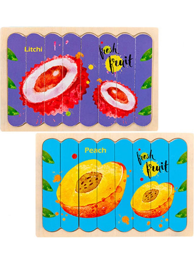 أحجية قطع تركيب مزدوجة الأوجه من الخشب بتصميم فاكهة - Image 1