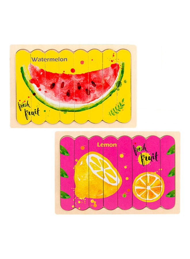 أحجية قطع تركيب مزدوجة الأوجه من الخشب بتصميم فاكهة - Image 1