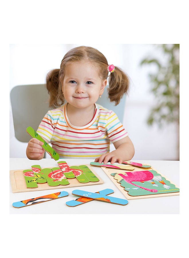 أحجية قطع تركيب مزدوجة الأوجه من الخشب بتصميم فاكهة - Image 2