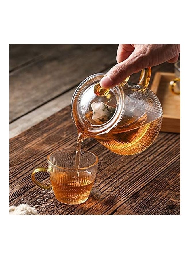 XiuWoo 5-Piece Glass Infuser Teapot With Cups Set Clear/Gold 450ml  - Image 3