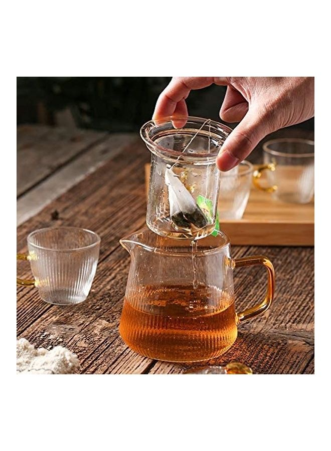 XiuWoo 5-Piece Glass Infuser Teapot With Cups Set Clear/Gold 450ml  - Image 4
