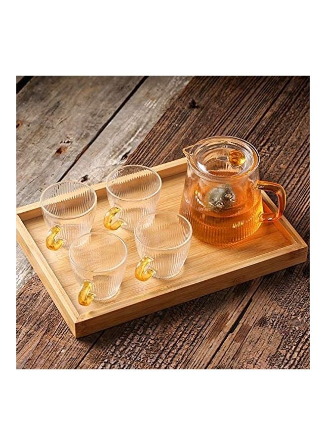 XiuWoo 5-Piece Glass Infuser Teapot With Cups Set Clear/Gold 450ml  - Image 5