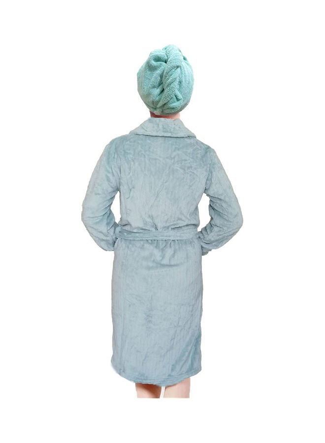 UTEX Bath Robe With Hair Drying Towel Blue M  - Image 3