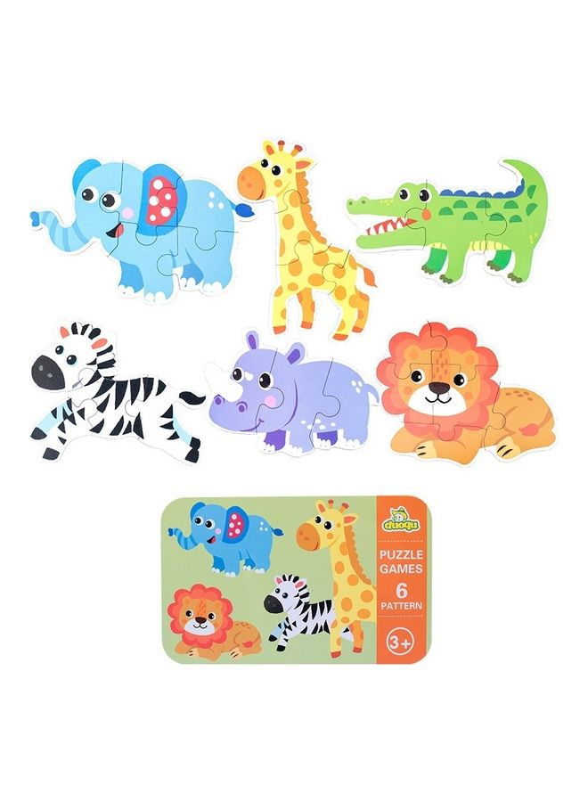 مجموعة أحجية قطع تركيب الصور بتصميم رسومات كرتونية من الخشب مكونة من 6 قطع