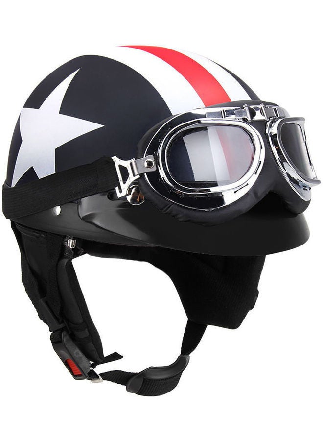 Generic - Half Open Face Motorcycle Helmet With Goggles - Image 1