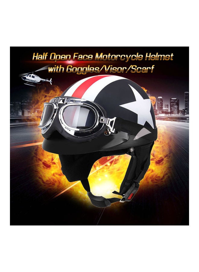 Generic - Half Open Face Motorcycle Helmet With Goggles - Image 1