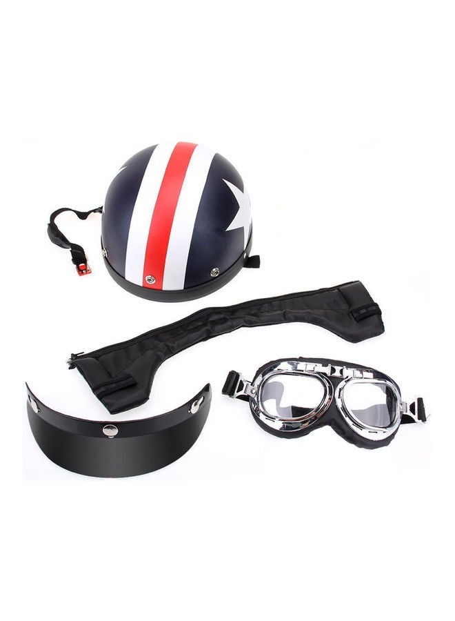 Generic - Half Open Face Motorcycle Helmet With Goggles - Image 1