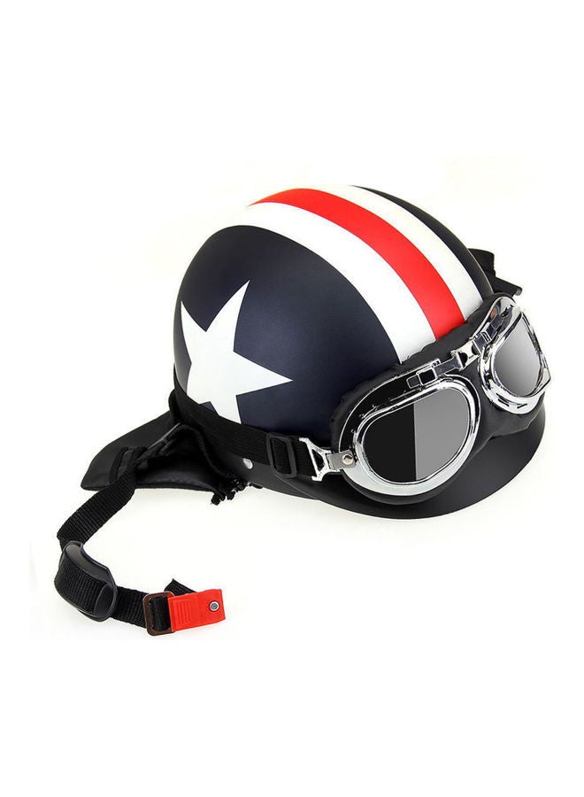 Generic - Half Open Face Motorcycle Helmet With Goggles - Image 1