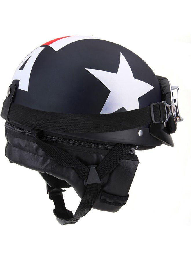 Generic - Half Open Face Motorcycle Helmet With Goggles - Image 1