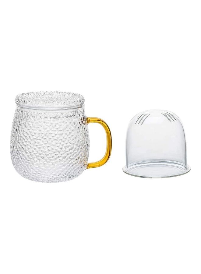 XiuWoo - Infuser Tea Cup With Glass Strainer And Lid Clear/Gold 3.54x1.77inch - Image 1