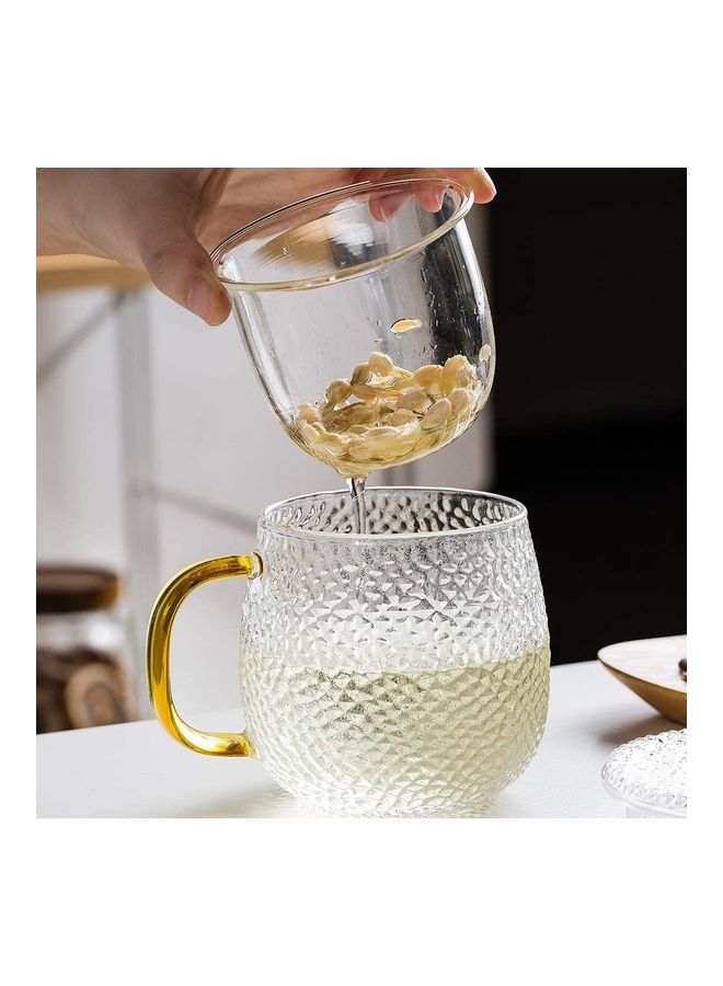XiuWoo - Infuser Tea Cup With Glass Strainer And Lid Clear/Gold 3.54x1.77inch - Image 1