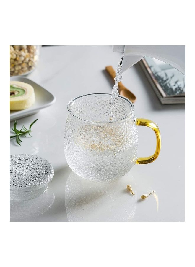 XiuWoo - Infuser Tea Cup With Glass Strainer And Lid Clear/Gold 3.54x1.77inch - Image 1