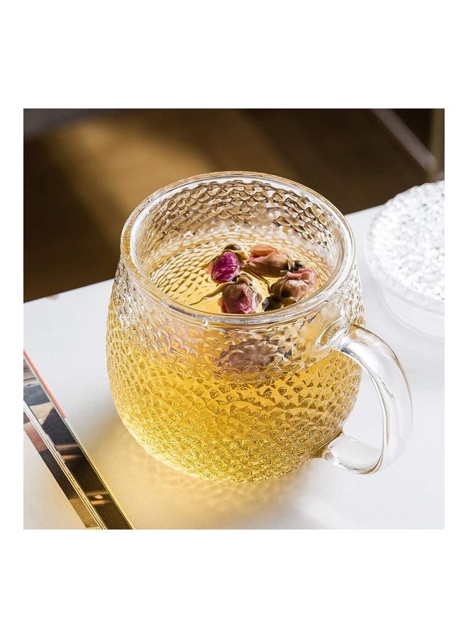 XiuWoo - Infuser Tea Cup With Glass Strainer And Lid Clear/Gold 3.54x1.77inch - Image 1