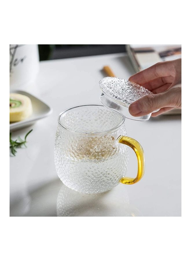 XiuWoo - Infuser Tea Cup With Glass Strainer And Lid Clear/Gold 3.54x1.77inch - Image 1