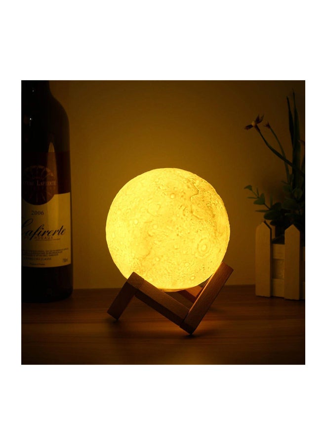 بيوينتي مصباح LED بتصميم على شكل قمر ثلاثي الأبعاد بمنفذ USB مع حامل أبيض/بيج 19سم - Image 2