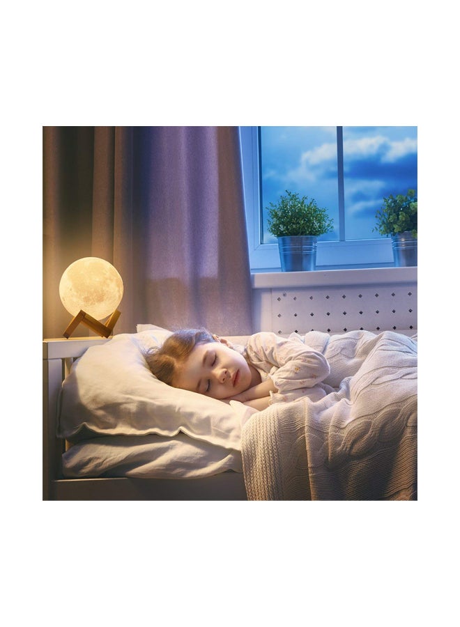 بيوينتي مصباح LED بتصميم على شكل قمر ثلاثي الأبعاد بمنفذ USB مع حامل أبيض/بيج 19سم - Image 4