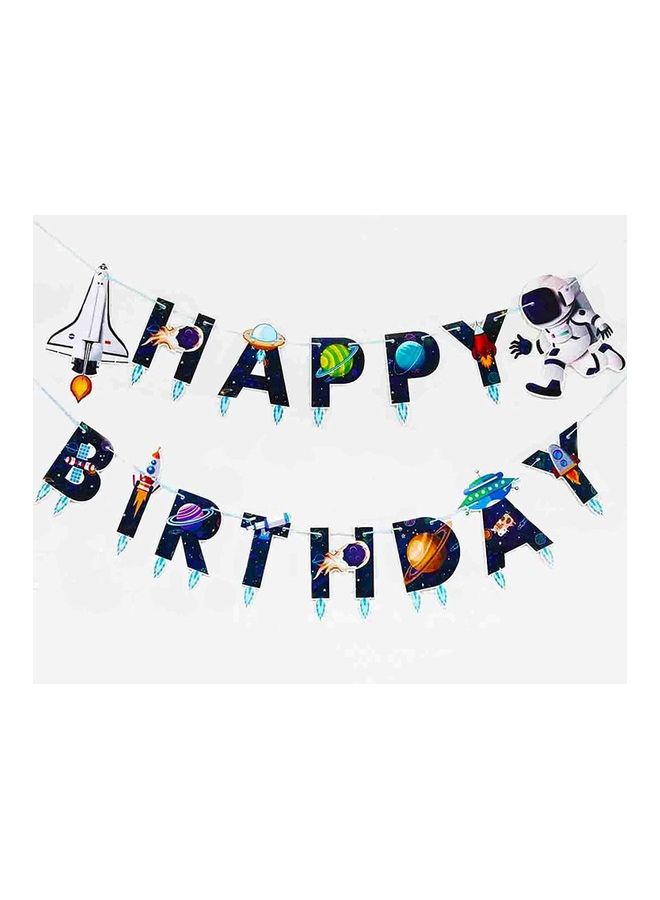 بارتي تايم لافتة زينة بتصميم عبارة "Happy Birthday" بتصميم سفينة فضاء