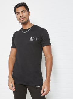 304 تيشيرت كبير الحجم مزين برسومات تعبر عن العالم أسود  - Image 1