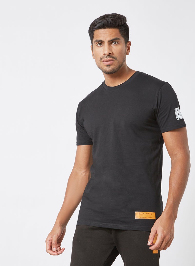 304 Mini Barcode Print T-Shirt Black  - Image 1