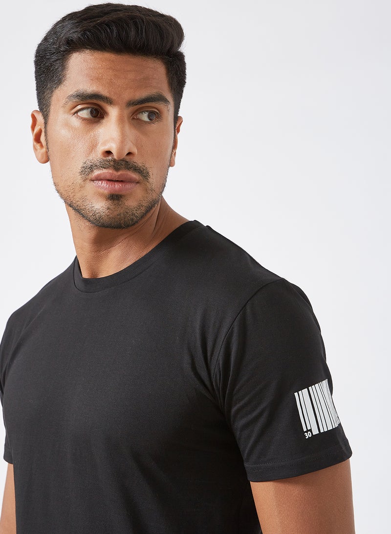 304 Mini Barcode Print T-Shirt Black  - Image 4