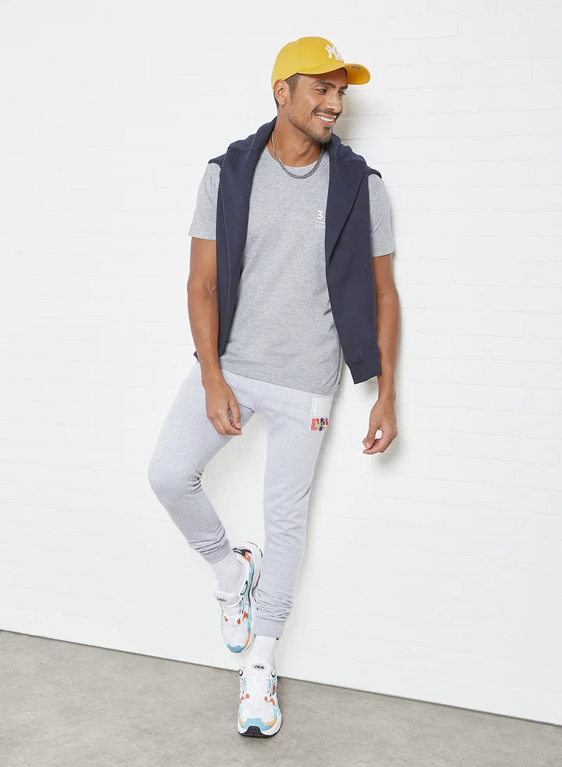 304 Mini Barcode Print Joggers Grey