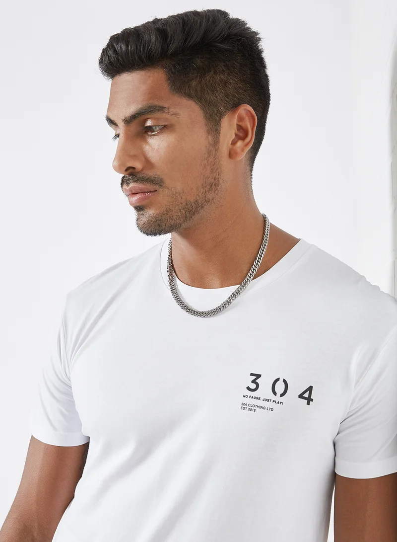 304 Circle Portal Print T-Shirt White