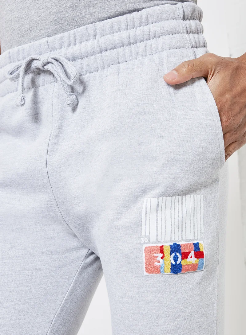 304 Mini Barcode Print Joggers Grey