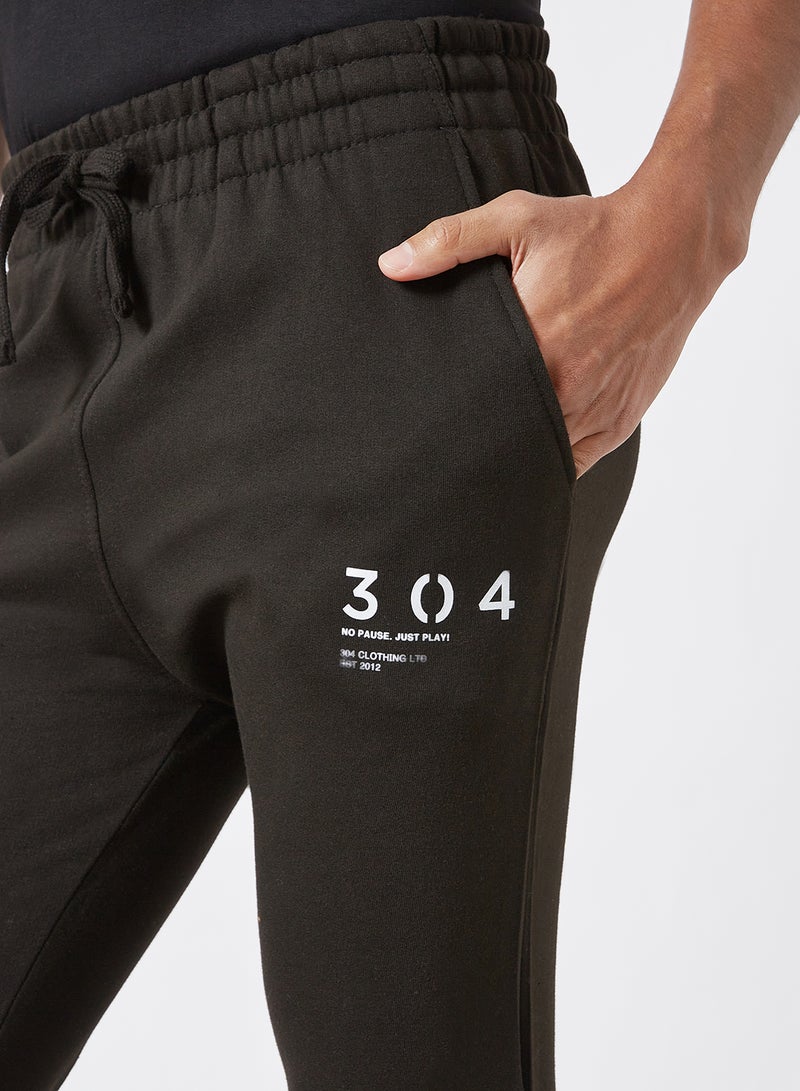 304 - Stamp Print Joggers Black - Image 1