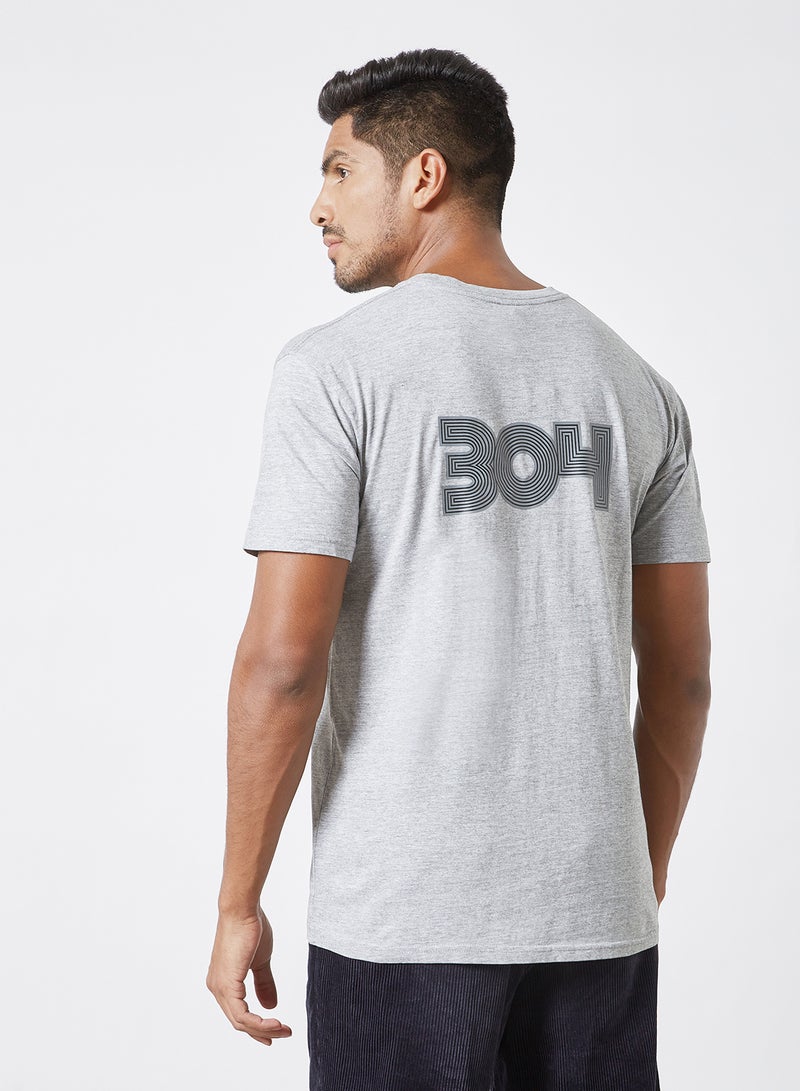 304 - Logo Print Crew Neck T-Shirt Grey - Image 1
