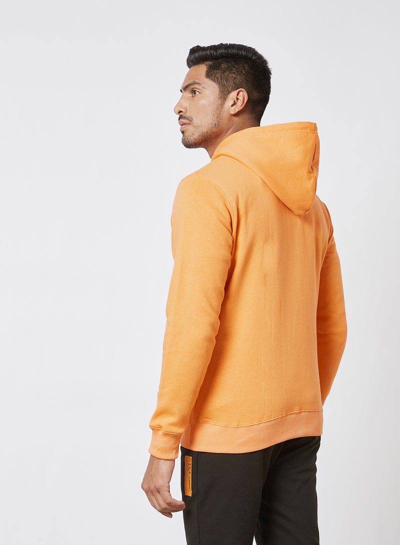 Core Logo Print Hoodie Mango