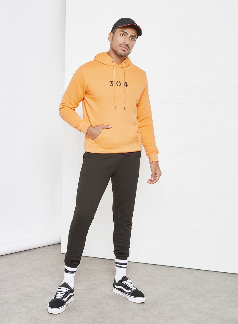 Core Logo Print Hoodie Mango