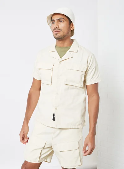 Native Youth 3D Pocket Detail Shirt Off-White