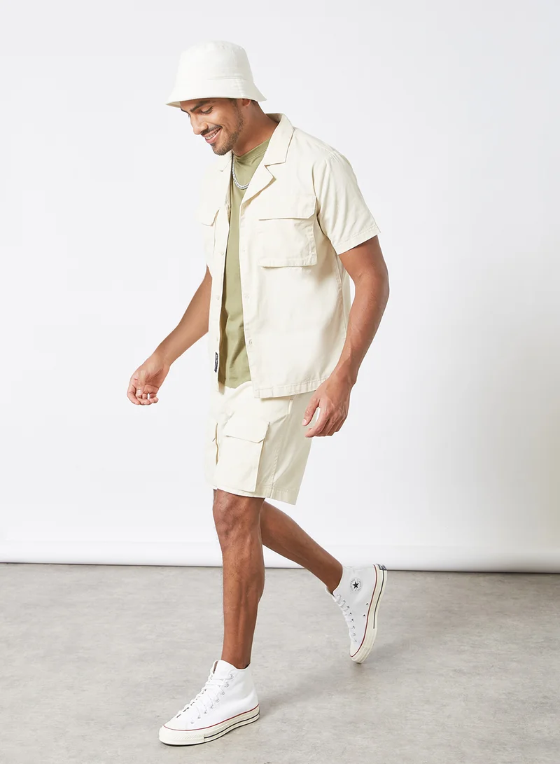 Native Youth 3D Pocket Detail Shirt Off-White