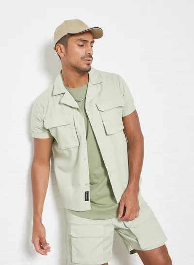 Native Youth 3D Pocket Detail Shirt Green