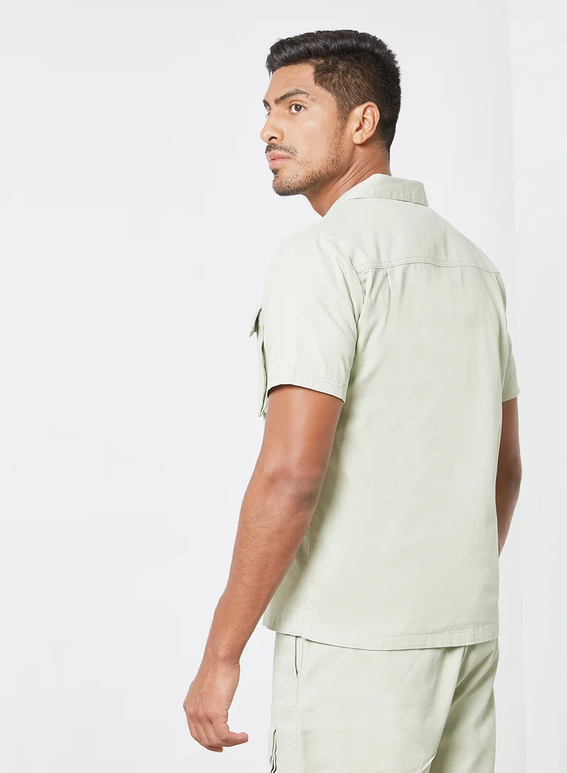 Native Youth 3D Pocket Detail Shirt Green