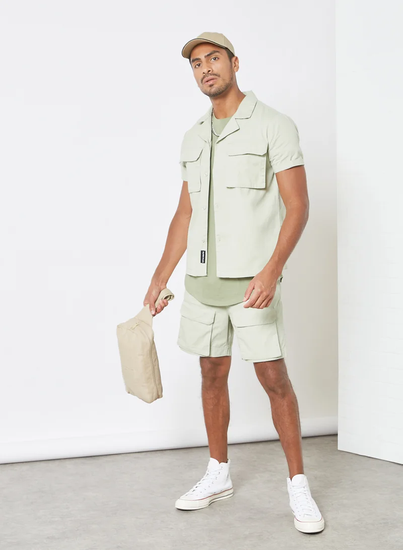 Native Youth 3D Pocket Detail Shirt Green