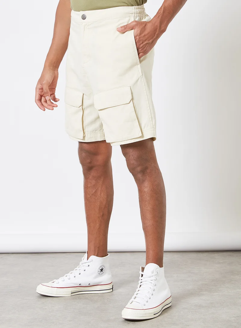 Native Youth 3D Pocket Detail Shorts Off-White