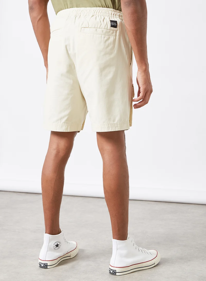 Native Youth 3D Pocket Detail Shorts Off-White