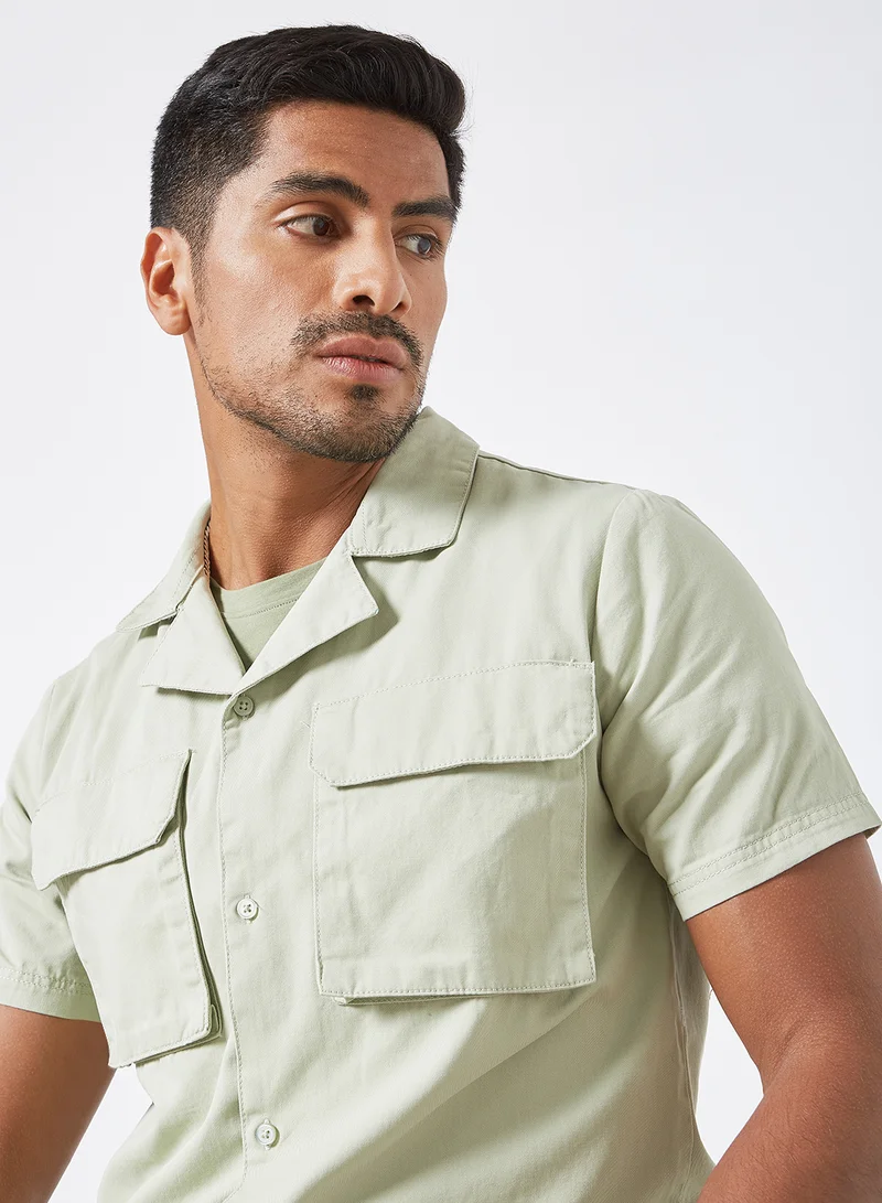 Native Youth 3D Pocket Detail Shirt Green