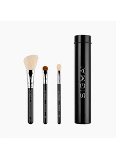 Sigma Beauty 3-Piece Essential Trio Brush Set With Case Black/White  - Image 1