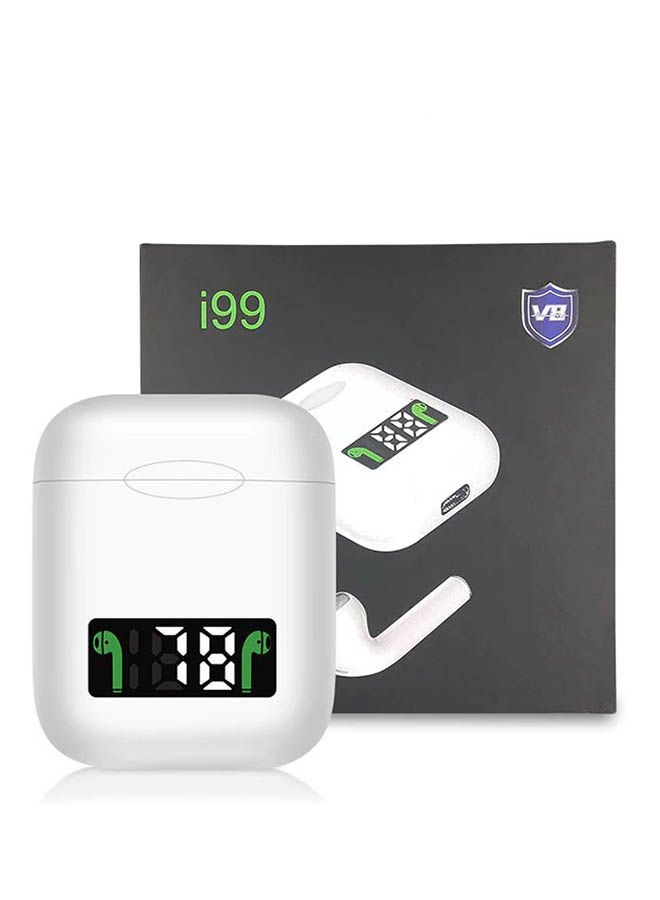 I99 Digital Wireless Bluetooth Earphones White  - Image 1