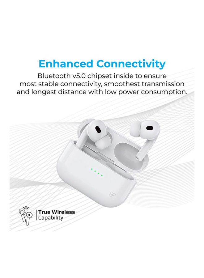 PROMATE High Definition Intelitouch Tws Earphone White  - Image 2