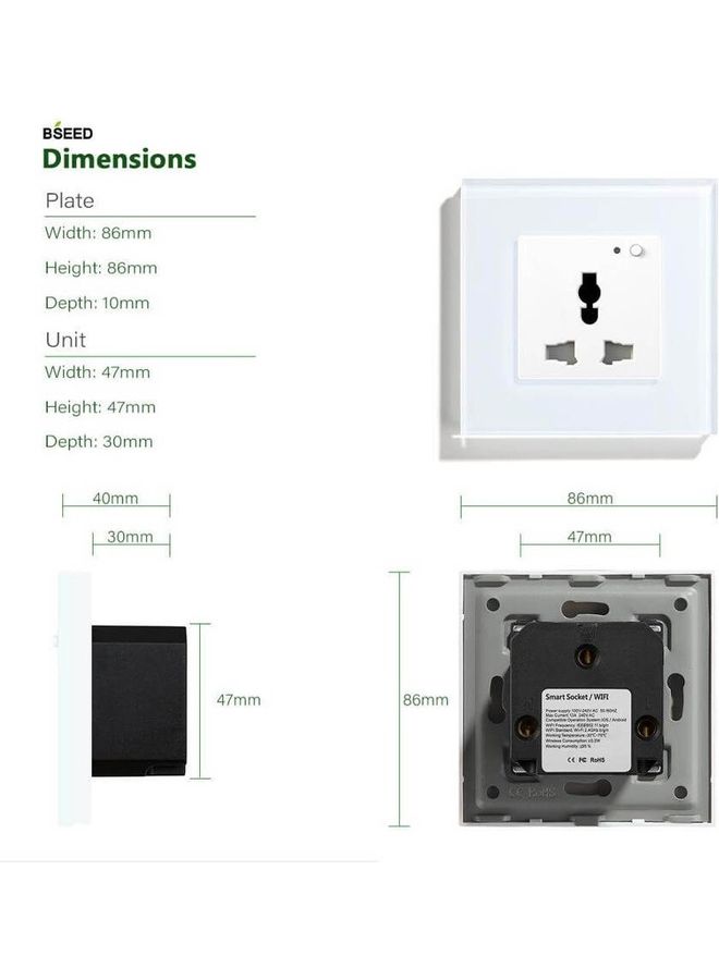 تكنيكال كنترول SOCKET Wifi Modular Touch Switch White white 0.4kg  - Image 5
