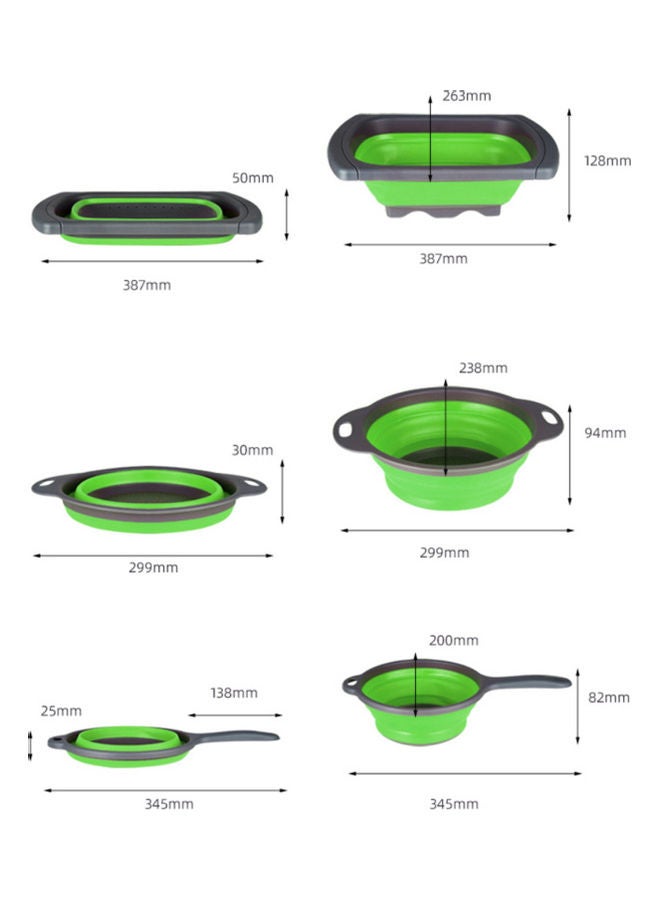 طقم مصفاة قابلة للطي أخضر/رمادي 40x11x28سم - Image 5