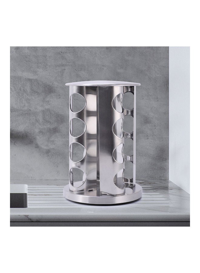 Generic - 16-Piece Spice Jar Rack With 360°Rotating Clear/Silver - Image 1