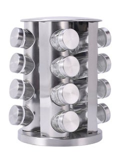 16-Piece Spice Jar Rack With 360°Rotating Clear/Silver