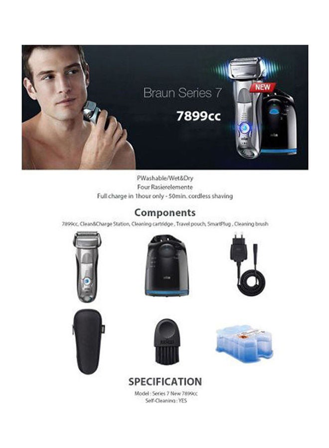 BRAUN 7899Cc Series 7 Electric Shaver With Clean & Charge System Silver  - Image 2