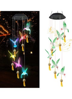 Solar Power Colour Changing Hummingbirds Wind Chime Lights Multicolour