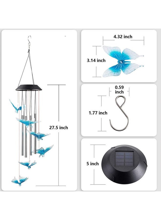 Arabest Solar Power Colour Changing Blue Butterfly Wind Chimes Lights Multicolour - Image 3