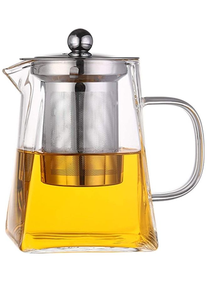 XiuWoo Glass Infuser Teapot With Lid Clear/Silver 750ml  - Image 1